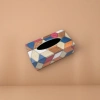 Colorful patchwork leather tissue box for Nordic-style living room desktop storage decoration Application Scenario